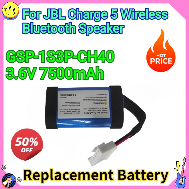 Jbl Speaker Charge 5 - แบตเตอรี่ทดแทนใหม่ 3.6V 7500mAh GSP-1S3P-CH40 สำหรับลำโพงบลูทูธไร้สาย JBL