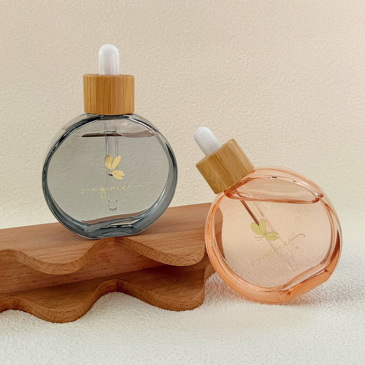 Juice Bottle Dropper - ขวดหยดแก้วขนาด 70 มล. พร้อมฝาไม้ไผ่, ภาชนะบรรจุน้ำมันหอมระเหยแบบเติมได้, ขวดเซรั่มกันแสง