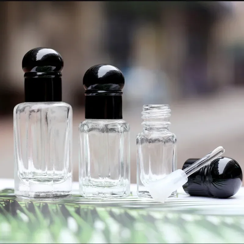 Juice Bottle Dropper - 3ml 6ml 12ml มินิขวดน้ําหอมแก้วเปล่าสีดํา Dropper ขวดน้ํามันหอมระเหยขวดสติกเกอร์แก้วขายส่ง