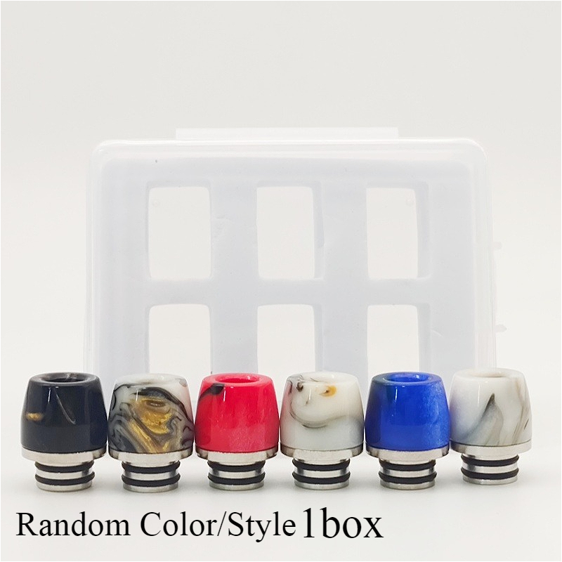 Drip Tip Resin - หัวฉีดหยดน้ำสีสุ่ม 810/510 หลายแบบ ทำจากสแตนเลส พร้อมชุดข้อต่อหลอดเรซิ่น สำหรับ