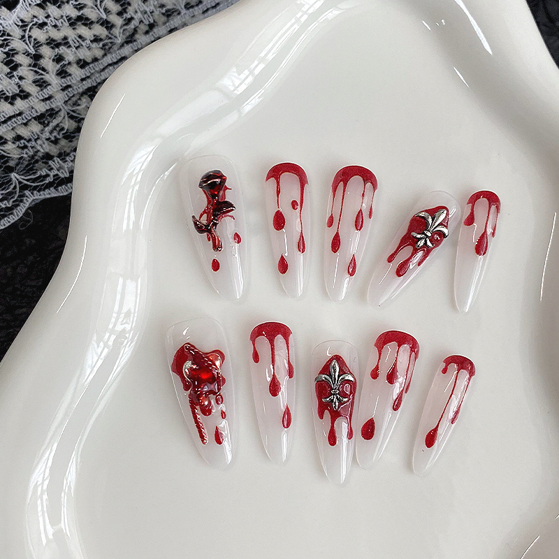 10 ชิ้น เล็บปลอมทรงอัลมอนด์ยาว - Drip Tip Resin บทวิจารณ์และราคา